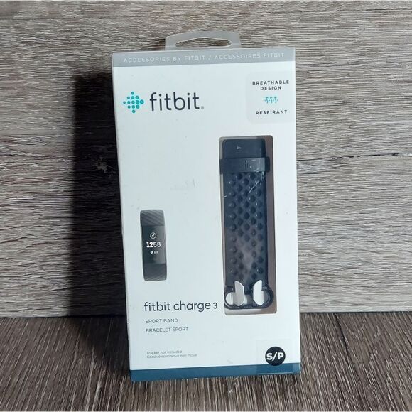 Fitbit Charge 3, Sport Band,Sport Bracelet Black, Small, Breathable Design - Picture 1 of 3